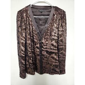 Rachael Zoe Sequin Cardigan Twin Set Jacket Brown All over Sequin Swiftie Eras